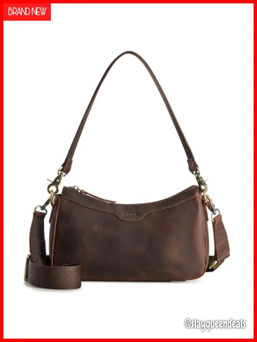 Top Grain Leather Hobo Bag Crossbody Shoulder Purse Women Small 2 Straps